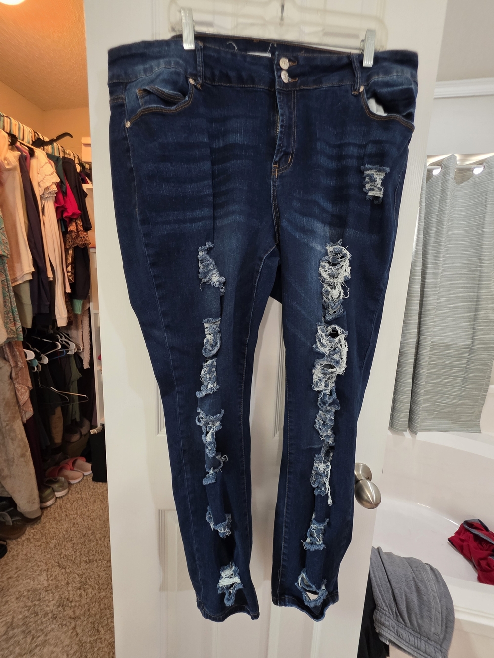 Almost Famous Dark Blue Distressed Skinny Jeans